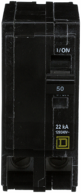 Miniature Circuit Breaker, 50A, 2 Pole, 120/240V AC, 22kA, Plug-In Mount
