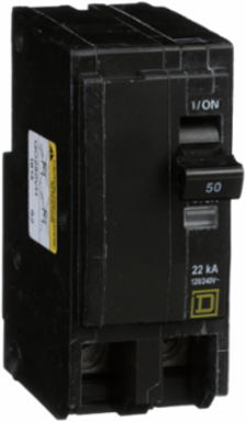 Miniature Circuit Breaker, 50A, 2 Pole, 120/240V AC, 22kA, Plug-In Mount