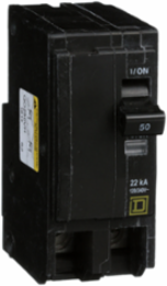 Miniature Circuit Breaker, 50A, 2 Pole, 120/240V AC, 22kA, Plug-In Mount