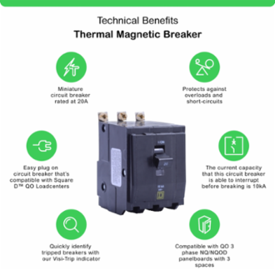 Mini Circuit Breaker 20A 3-Pole 120/240VAC 10kA Plug-in Mount