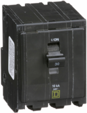 Mini Circuit Breaker, 30A, 3 Pole, 120/240V AC, 10kA, Plug-In Mount