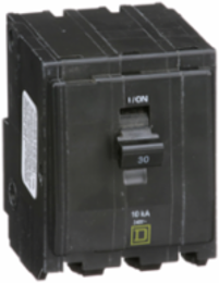 Mini Circuit Breaker, 30A, 3 Pole, 120/240V AC, 10kA, Plug-In Mount
