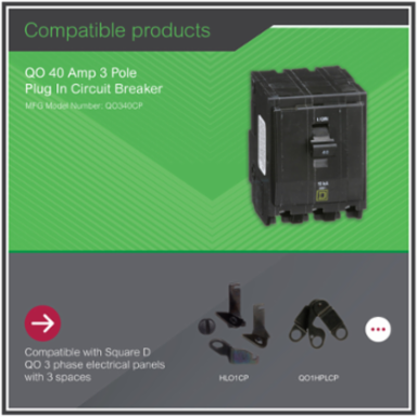 Mini Circuit Breaker, 40A, 3 Pole, 120/240VAC, 10kA Breaking Capacity