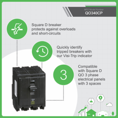 Mini Circuit Breaker, 40A, 3 Pole, 120/240VAC, 10kA Breaking Capacity