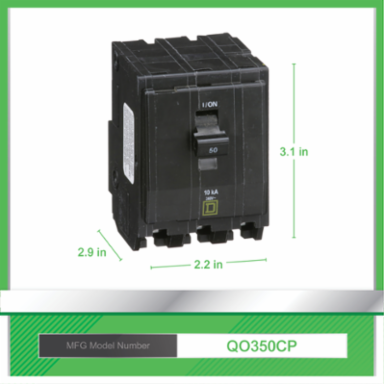 Miniature Circuit Breaker 50A 3-Pole 120/240VAC 10kA Plug-In Mount