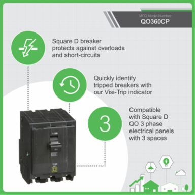 Mini Circuit Breaker 60A 3 Pole 10kA Plug-in Mount 120/240VAC