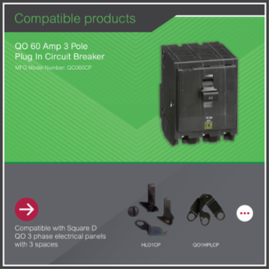 Mini Circuit Breaker 60A 3 Pole 10kA Plug-in Mount 120/240VAC