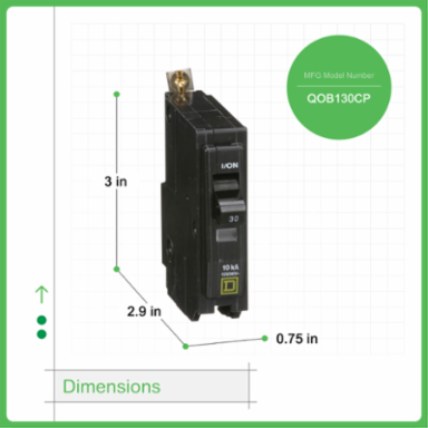 Mini Circuit Breaker 30A 1 Pole 120/240VAC 10kA Bolt-On Mount