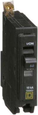 Miniature Circuit Breaker, 50A, 1 Pole, 120/240V AC, 10kA, Bolt-On
