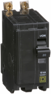 Mini Circuit Breaker 20A 2 Pole 120/240VAC 10kA Bolt-On Mount
