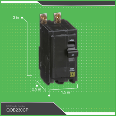 Mini Circuit Breaker 30A 2Pole 120/240V AC 10kA Bolt-On Mount