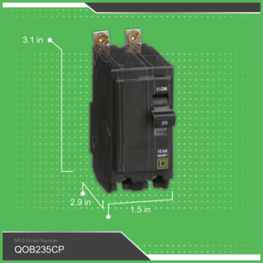 Mini Circuit Breaker 35A 2 Pole 120/240V AC 10kA Bolt-On Mount