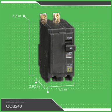 Miniature Circuit Breaker 40A 2 Pole 120/240V AC 10kA Bolt-On
