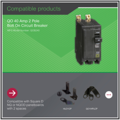 Miniature Circuit Breaker 40A 2 Pole 120/240V AC 10kA Bolt-On