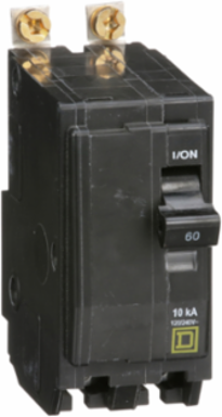 Mini Circuit Breaker 60A, 2 Pole, 120/240V AC, 10kA, Bolt-On Mount