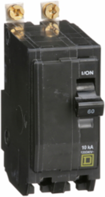Mini Circuit Breaker 60A, 2 Pole, 120/240V AC, 10kA, Bolt-On Mount