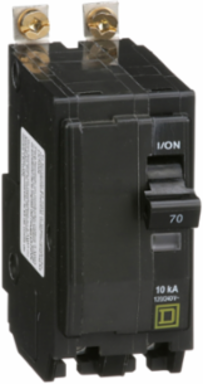 Mini Circuit Breaker, 70A, 2 Pole, 120/240VAC, Bolt-On, 10kA