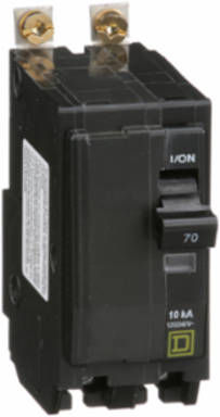 Mini Circuit Breaker, 70A, 2 Pole, 120/240VAC, Bolt-On, 10kA