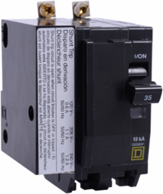 Mini Circuit Breaker, 70A, 2 Pole, 10kA, Bolt On Mount, AC Shunt