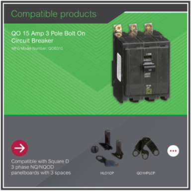 Mini Circuit Breaker, 15A, 3 Pole, 120/240VAC, 10kA