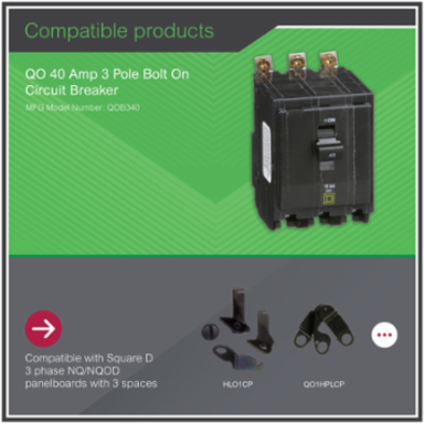 Mini Circuit Breaker 40A 3 Pole 10kA Bolt-On Mount 120/240VAC