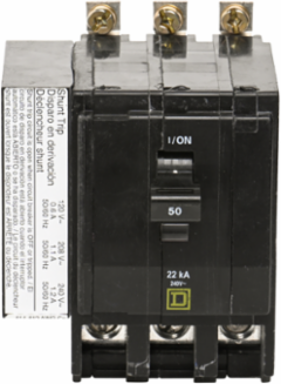 Mini Circuit Breaker 50A 3 Pole 120/240VAC 22kA Bolt-On Mount