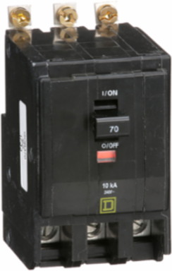 Mini Circuit Breaker 70A 3 Pole 120/240VAC 10kA Bolt-On Mount