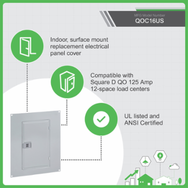 QO Loadcentre Cover 17.92 Inch Height, 14.24 Inch Width, 16 Spaces