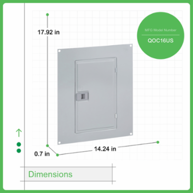 QO Loadcentre Cover 17.92 Inch Height, 14.24 Inch Width, 16 Spaces