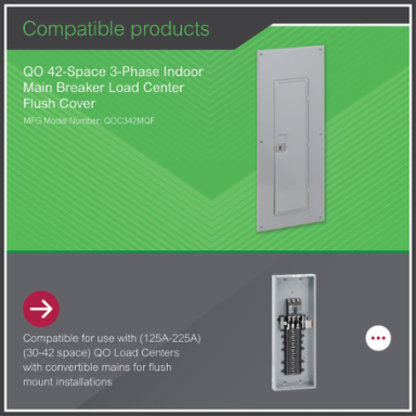 QO Load Center Cover, 42 Spaces, 27.24 Inch Height, Flush, Gray