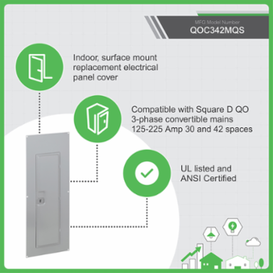 QO Load Center Surface Cover for 42 Spaces, 14.24 Inch Width, 39.37 Inch Height