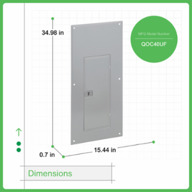 QO Loadcentre Cover 15.44 Inch Width, 34.98 Inch Height, 40 Spaces