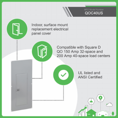 QO Load Center Surface Cover for 40 Spaces, 33.78 Inch Height