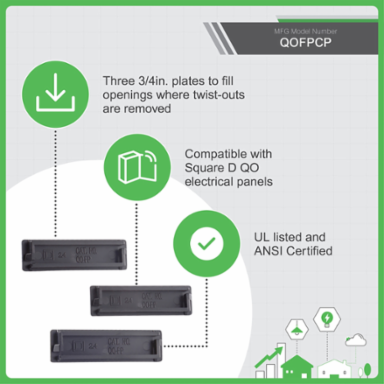 QO Filler Plate, 1.21 Inch Depth, 1.9 Inch Width, 3.06 Inch Height