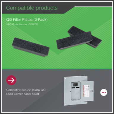 QO Filler Plate, 1.21 Inch Depth, 1.9 Inch Width, 3.06 Inch Height
