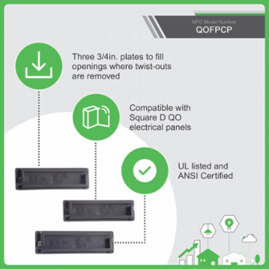 QO Filler Plate, 1.21 Inch Depth, 1.9 Inch Width, 3.06 Inch Height