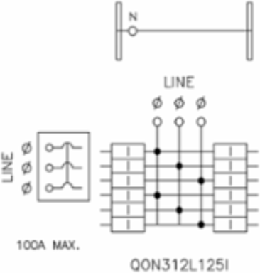 QO Mounting Base, 3 Phase, 12 Spaces, 125A, 10 kA Breaking Capacity
