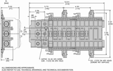 QO Mounting Base, 18 Spaces, 200A Main Lugs, 3 Phase, 10 kA
