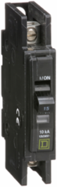 Mini Circuit Breaker, 15A, 1 Pole, 120/240V AC, HACR Rated, 10kA