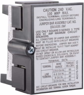 QOU accessories, jumper bar assembly, with front wiring, with base, single phase, 4P, 100A, quantity 40