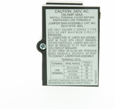 QOU accessories, jumper bar assembly, with left side wiring, with base, single phase, 4P, 100A, quantity 40
