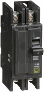 Miniature Circuit Breaker 15A 2 Pole 120/240V AC 10kA 2.95 Inch Depth