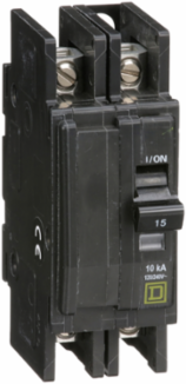 Miniature Circuit Breaker 15A 2 Pole 120/240V AC 10kA 2.95 Inch Depth