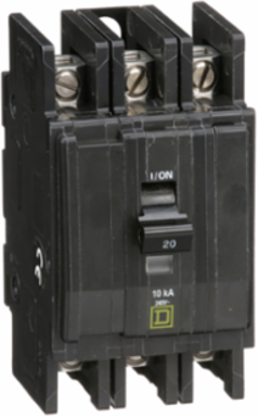 Mini Circuit Breaker, 20A, 3 Pole, 240VAC, 10kA, 2.25 Inch Width
