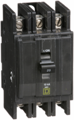 Mini Circuit Breaker, 20A, 3 Pole, 240VAC, 10kA, 2.25 Inch Width