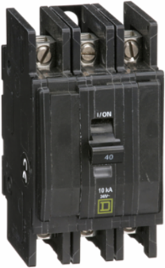 Mini Circuit Breaker 40A 3 Pole 240VAC 10kA 2.25 Inch Width