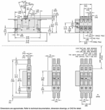 Mini Circuit Breaker 80A 3 Pole 240VAC Shunt Trip 2.95 Inch Depth