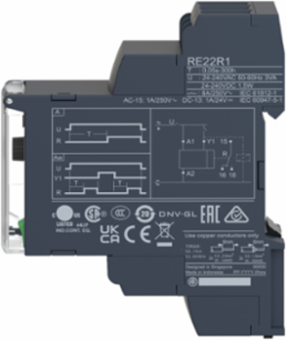 Dual Function Timer Relay, 1 CO, 0.05s-300h, 8A, 24-240V AC/DC