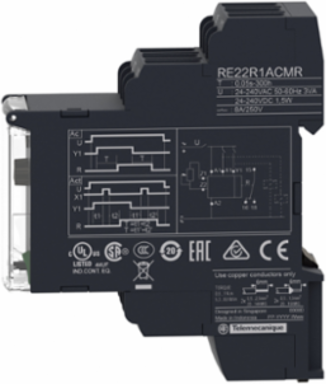 Harmony Timer Relay, 8A, 22.5mm Wide, 24-240V AC/DC, Off-Delay