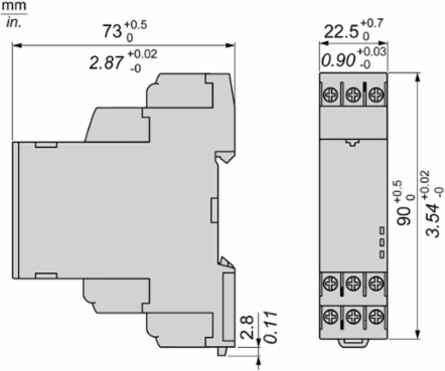 Dual Function Timer Relay, 5A, 0.05s-300s, 24-240V AC/DC, 22.5mm Width